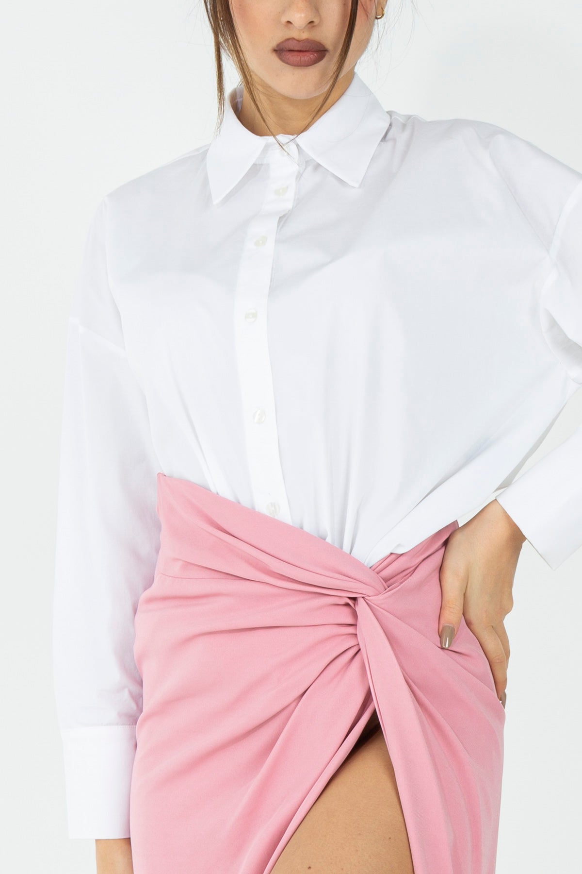 Gonna midi con dettaglio drappeggiato