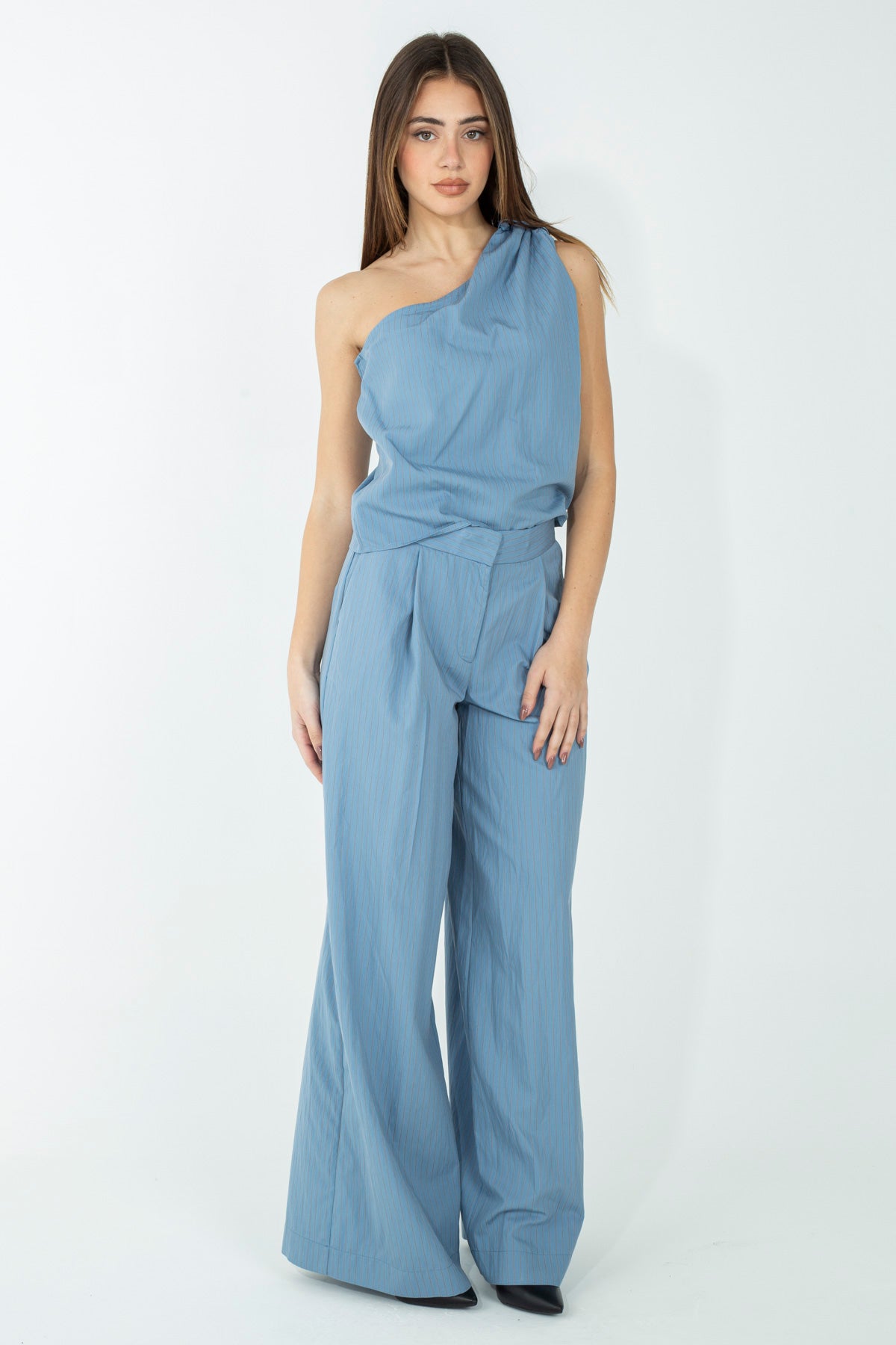 Pantalone palazzo gessato