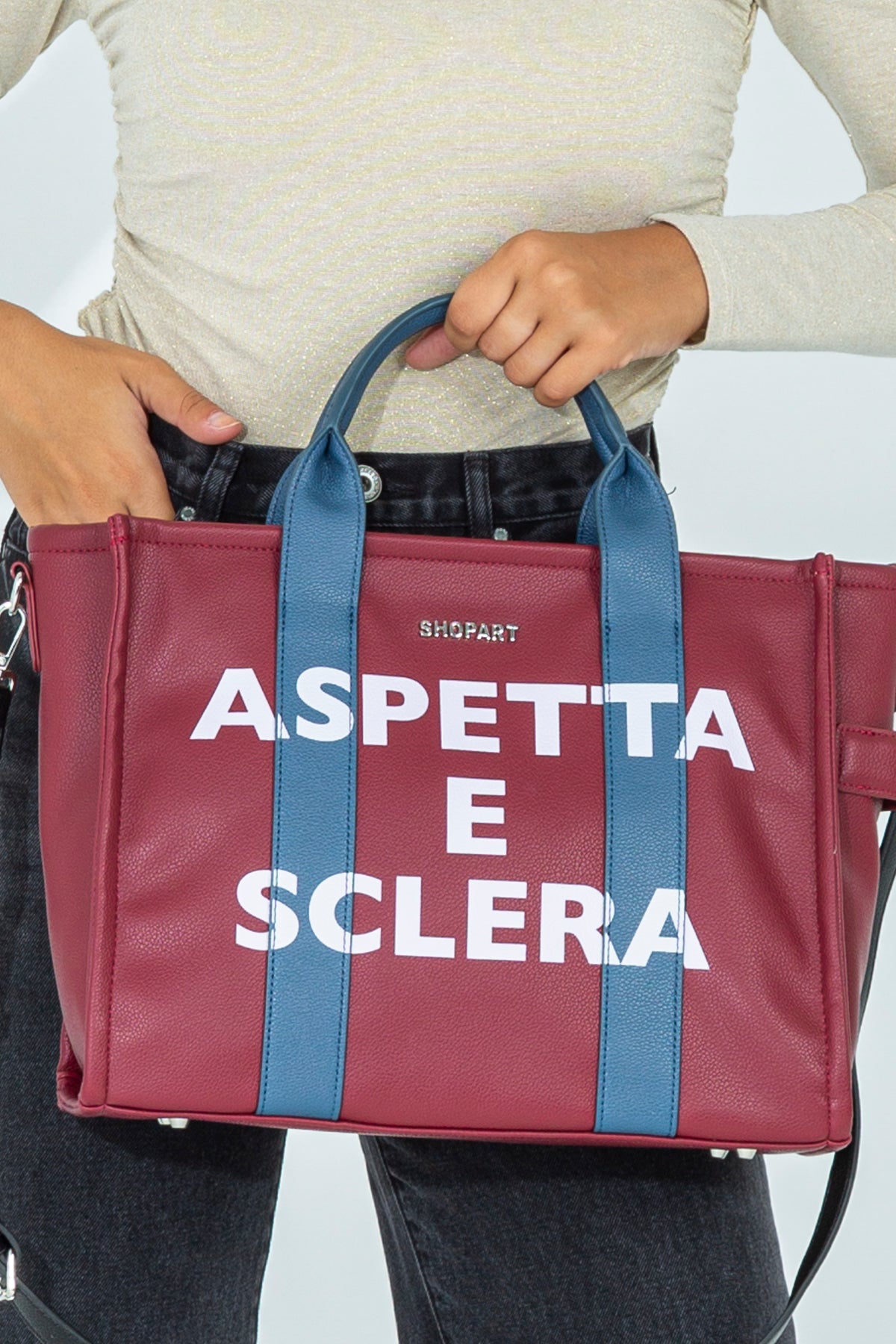 Borsa tote media con stampa frontale