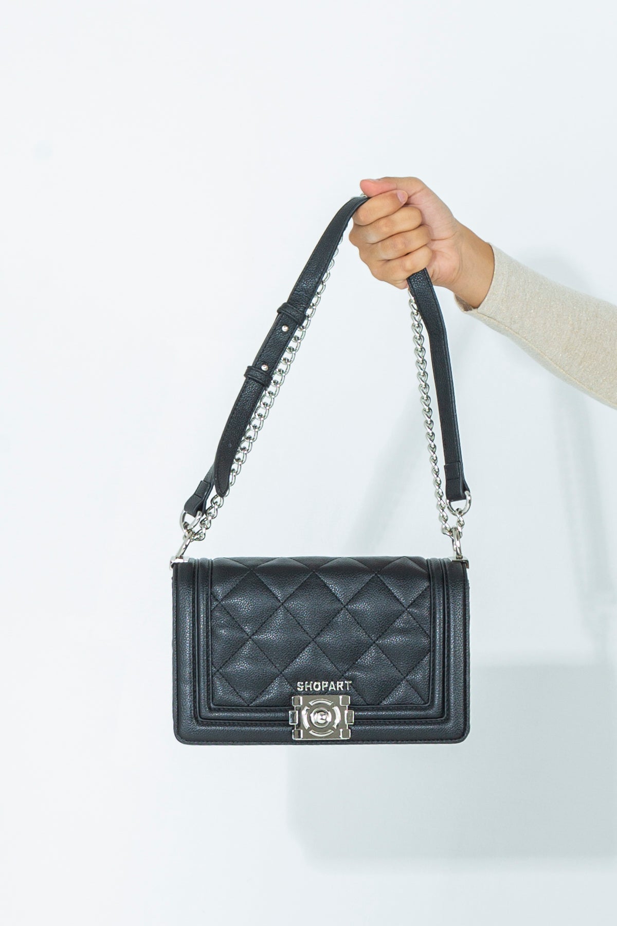 Quilted flap shoulder bag