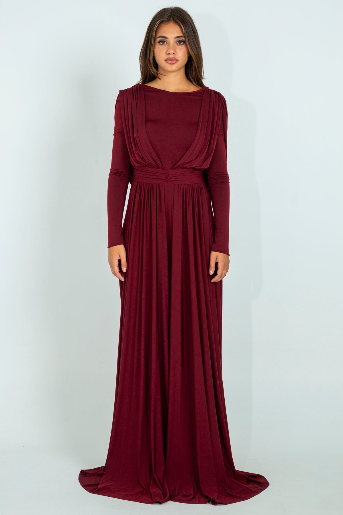 Draped Jersey Long Dress