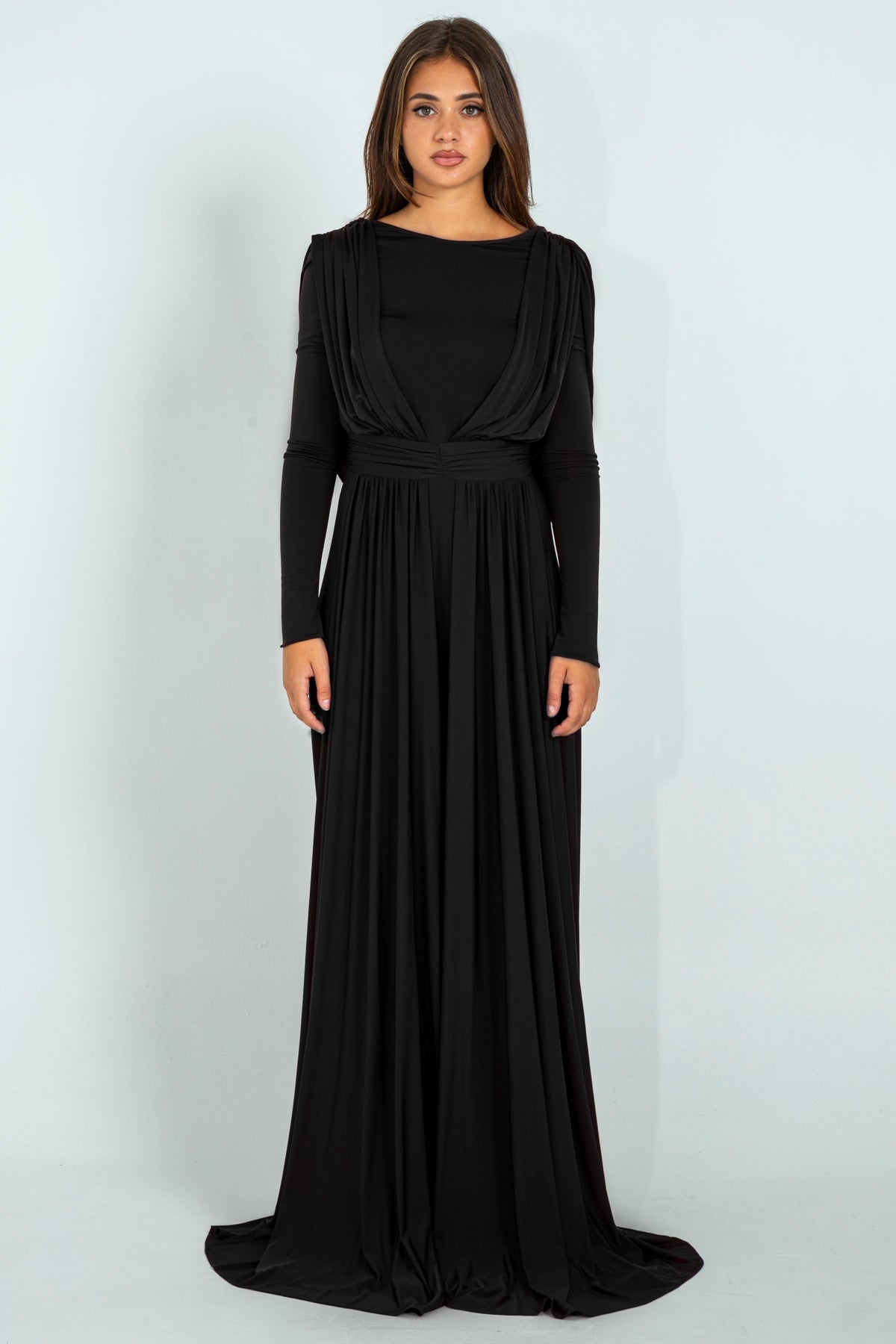 Draped Jersey Long Dress