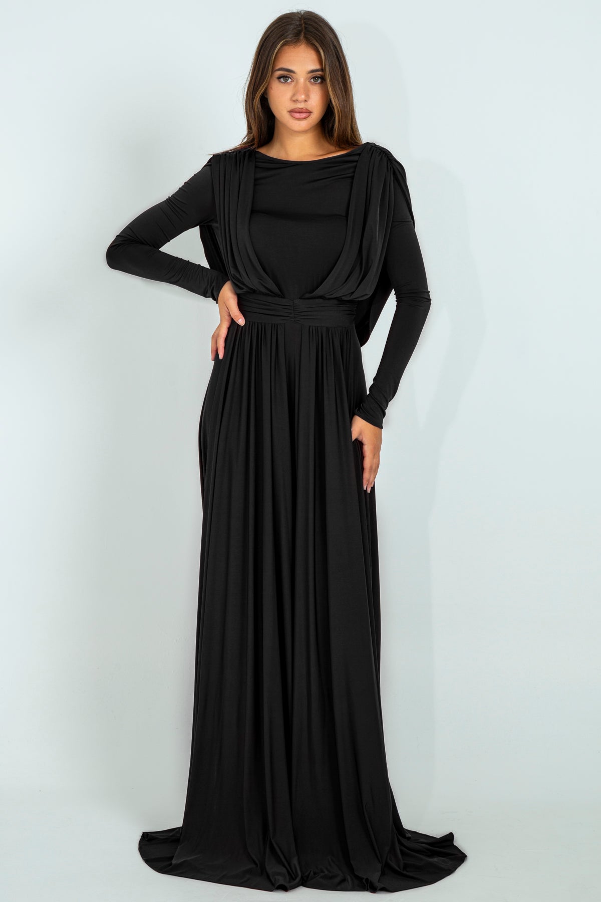 Draped Jersey Long Dress