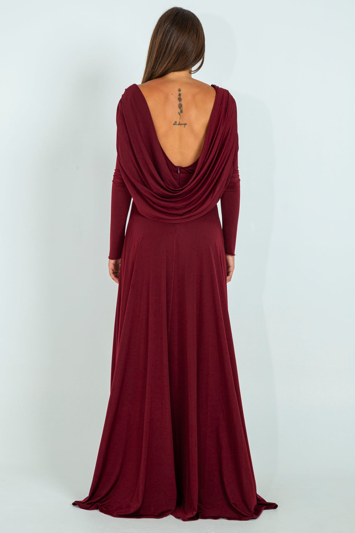 Draped Jersey Long Dress