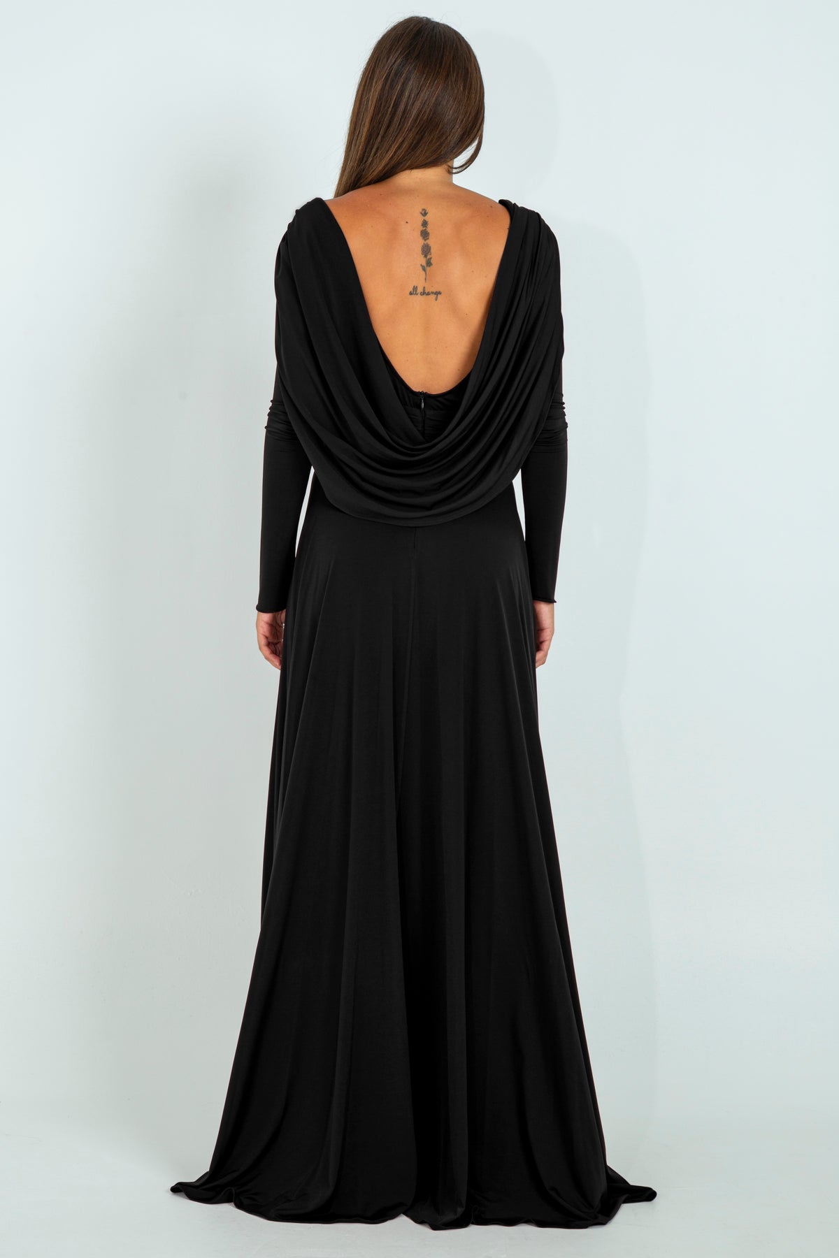 Draped Jersey Long Dress