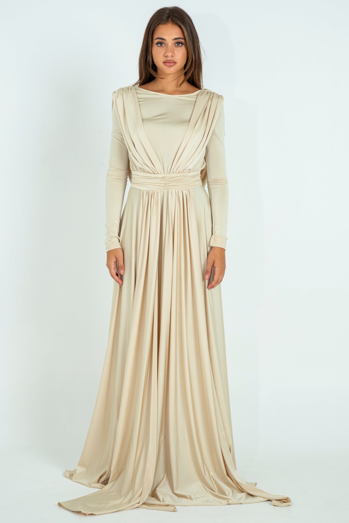 Draped Jersey Long Dress