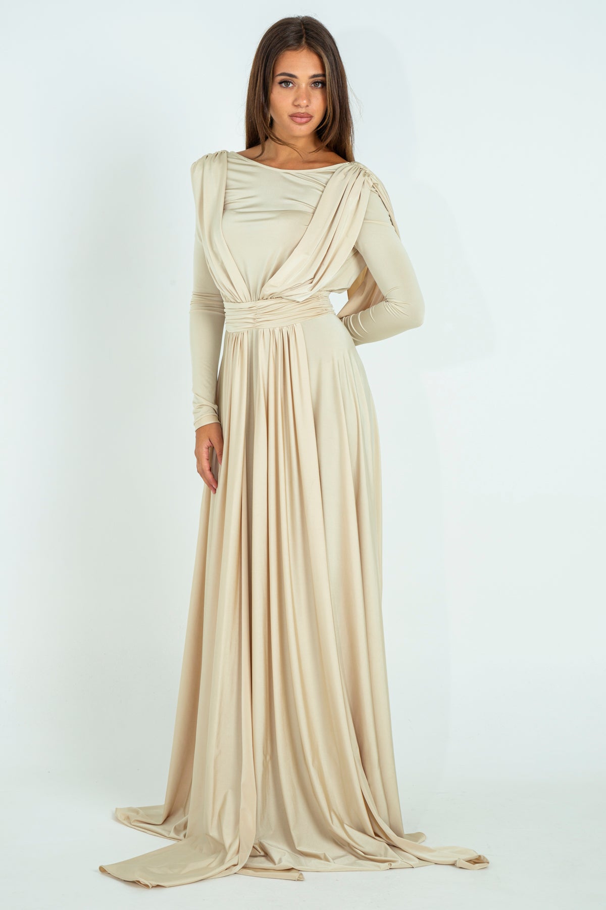 Draped Jersey Long Dress