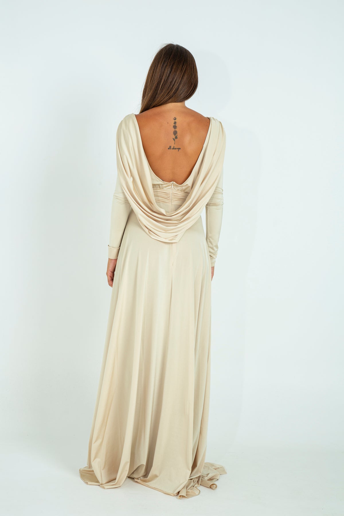 Draped Jersey Long Dress