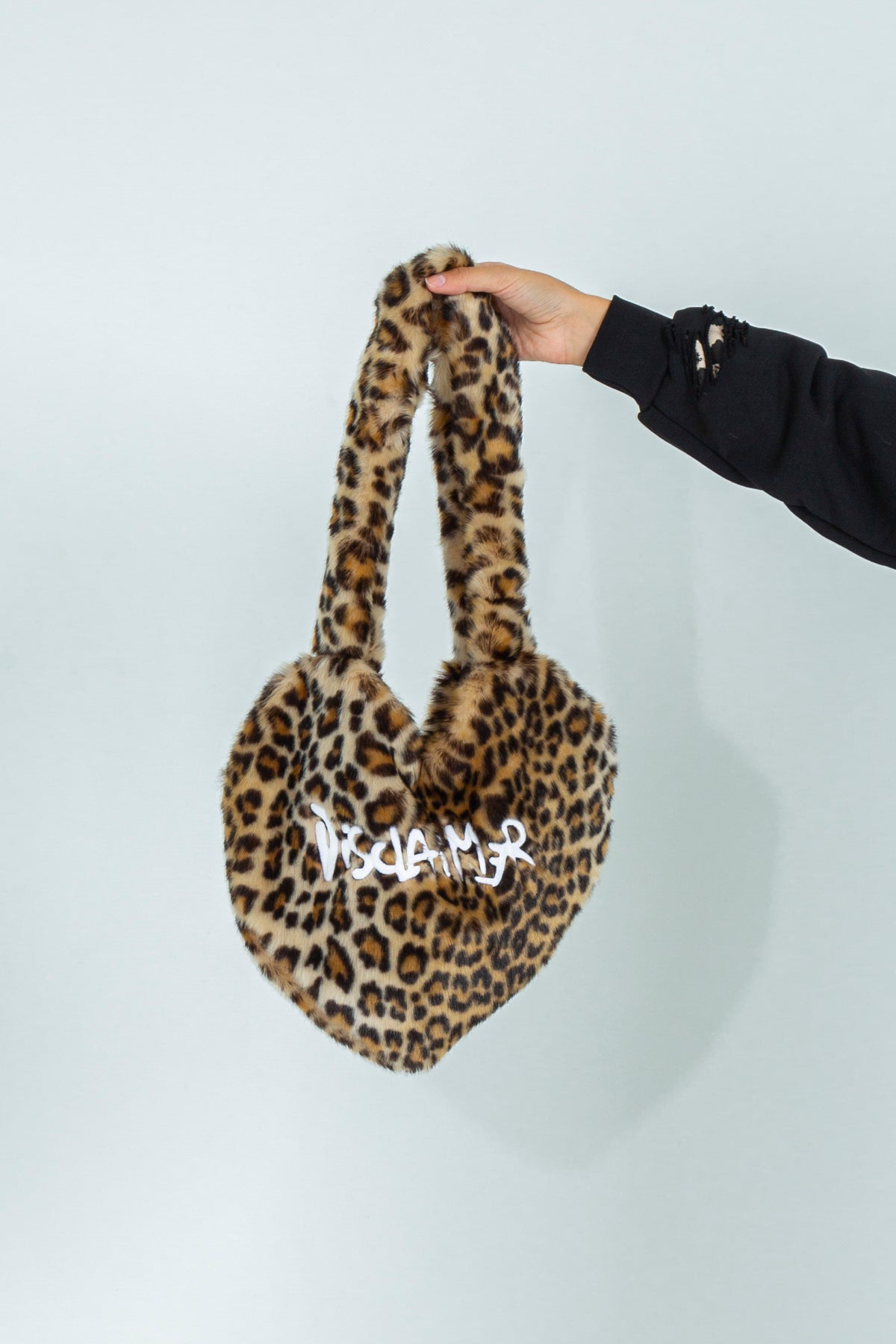 Borsa a cuore in pelo animalier