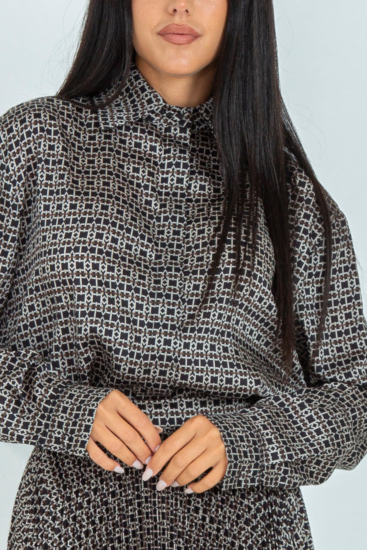 Silk effect patterned shirt