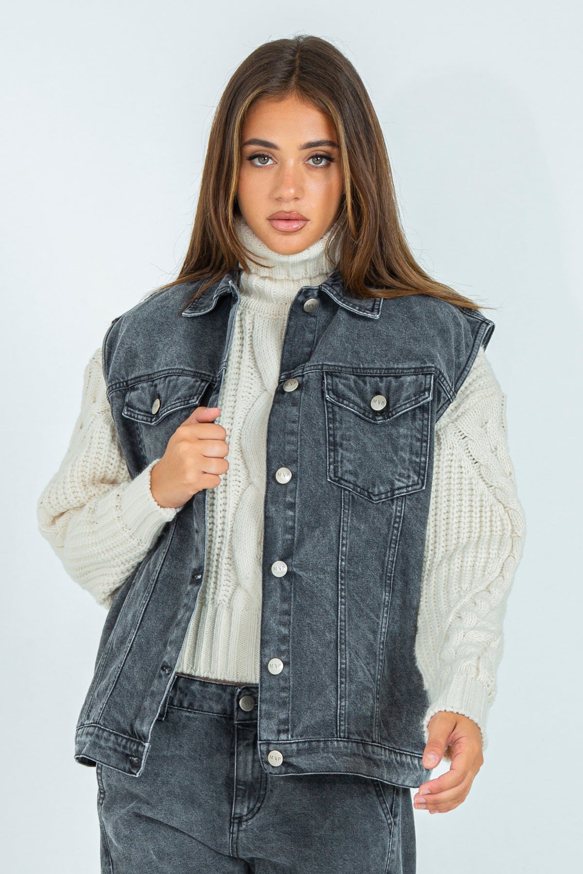 Gilet in denim grigio