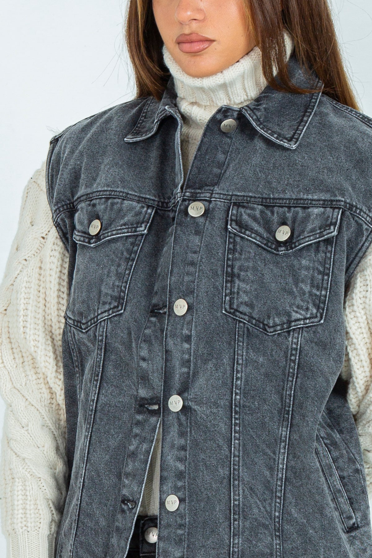 Gilet in denim grigio