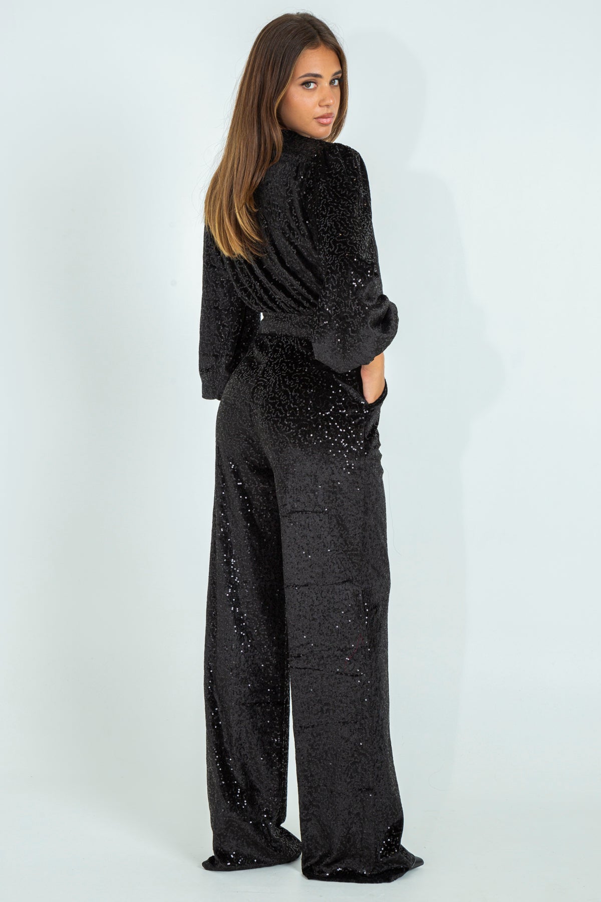 Velvet palazzo trousers