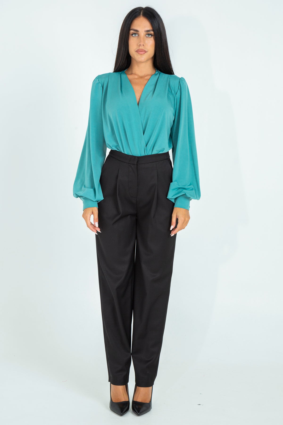 High-waisted trousers