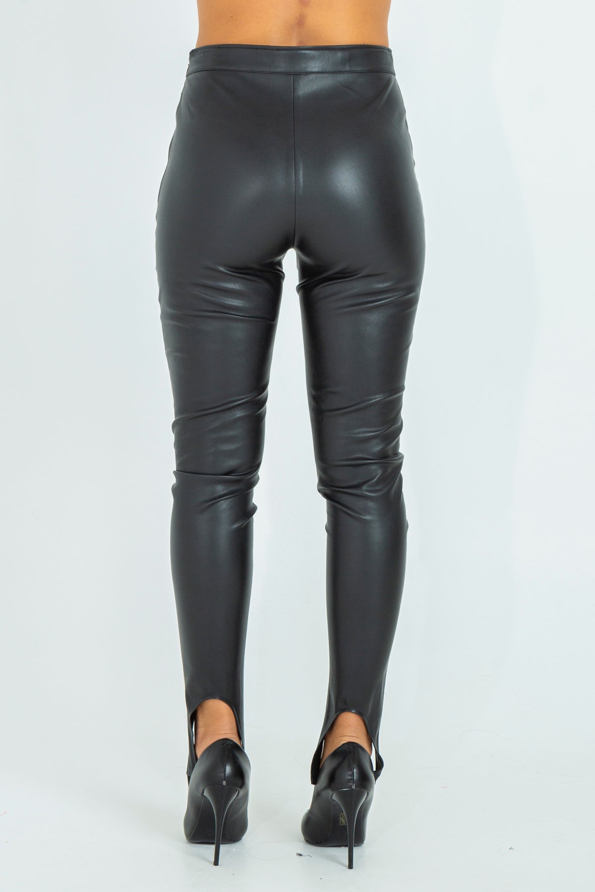 Faux leather leggings with gaiters