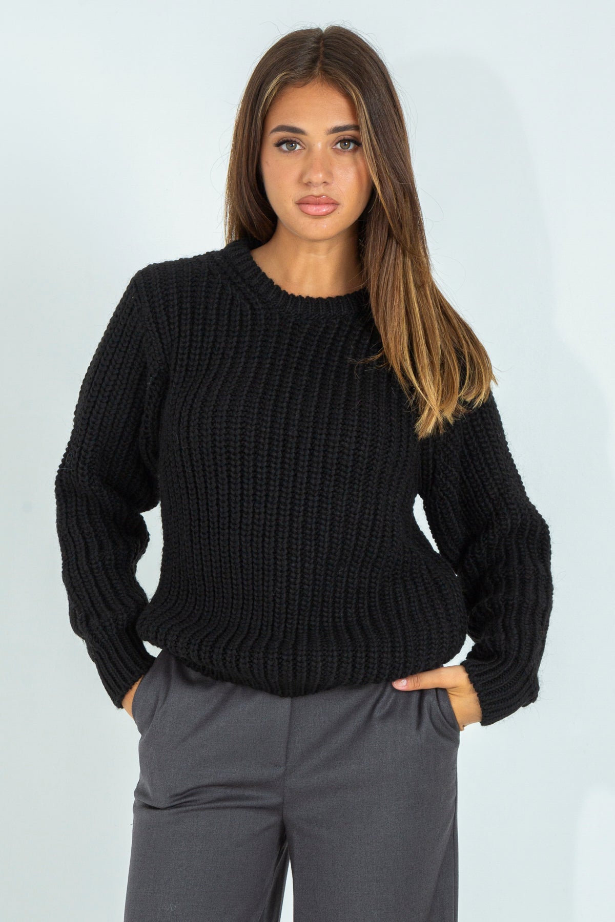 Wool Blend Ribbed Sweater