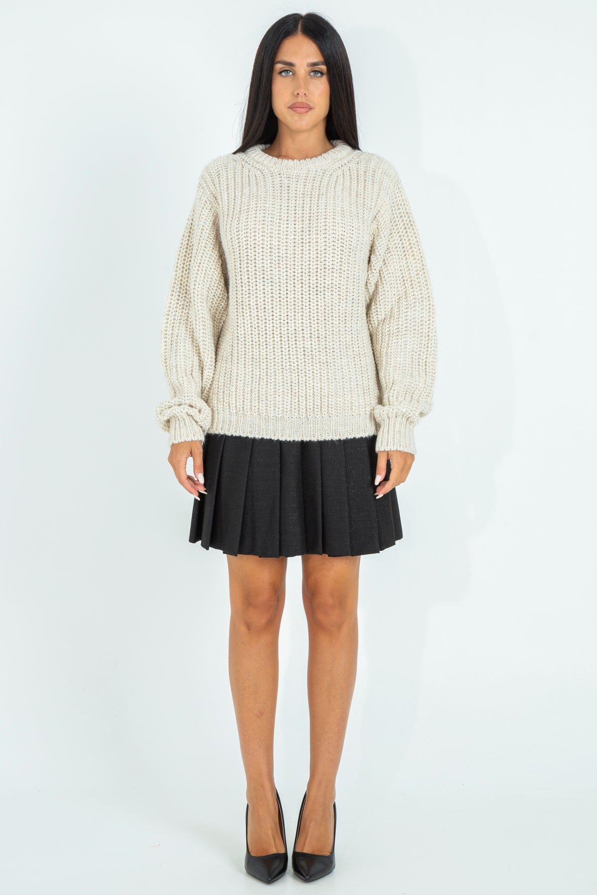 Wool Blend Ribbed Sweater