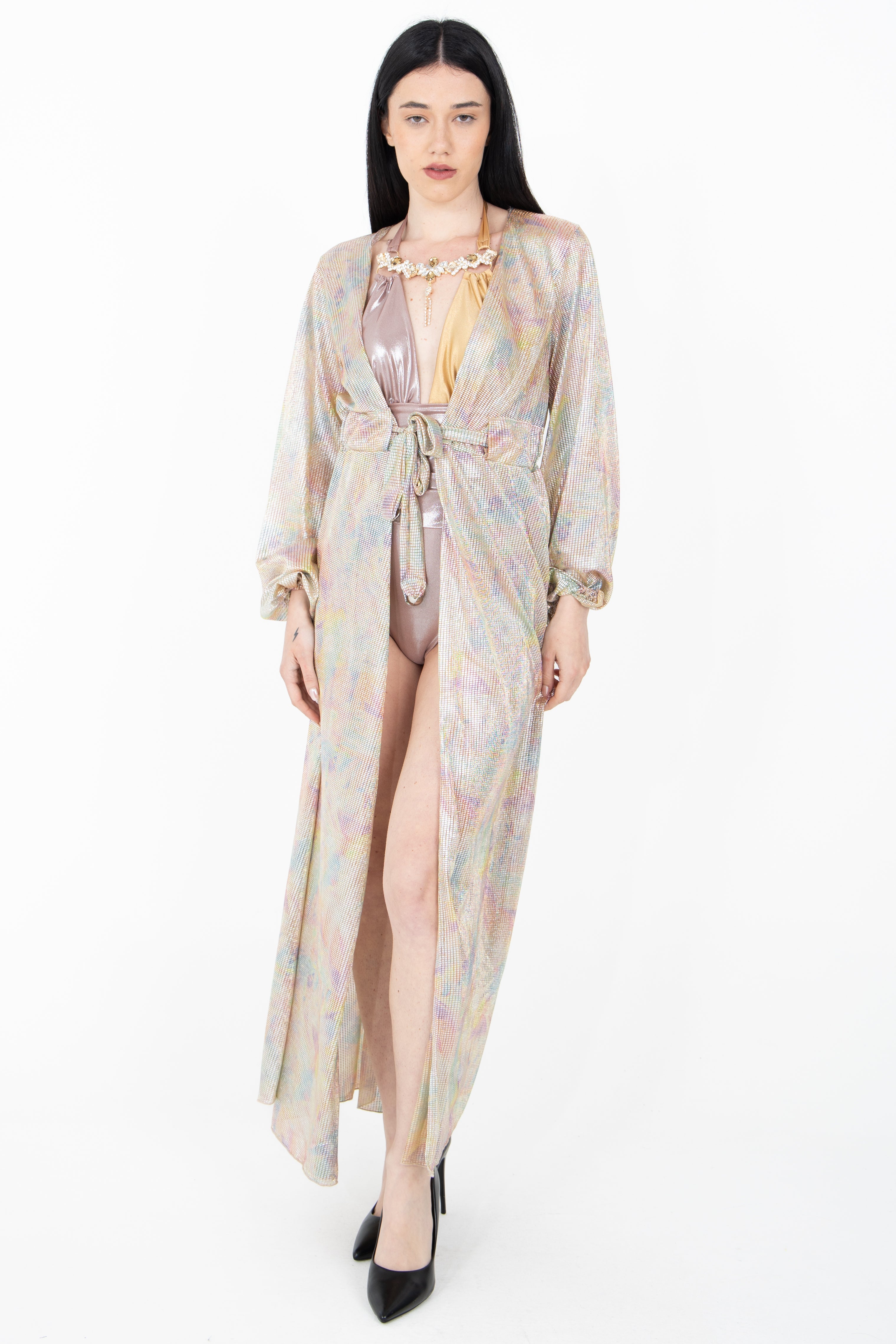 Kimono lungo metallizzato