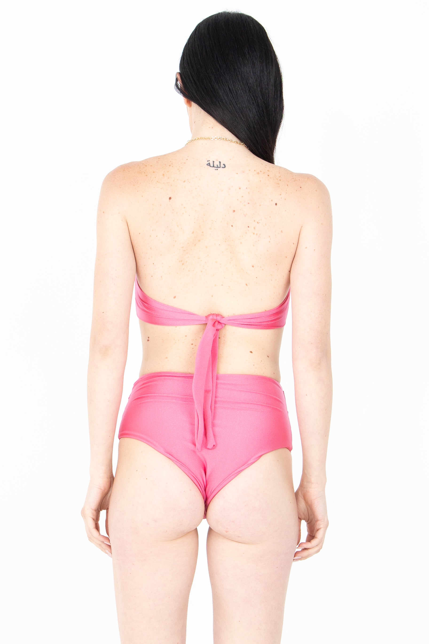 Costume bikini metallizzato con slip alto