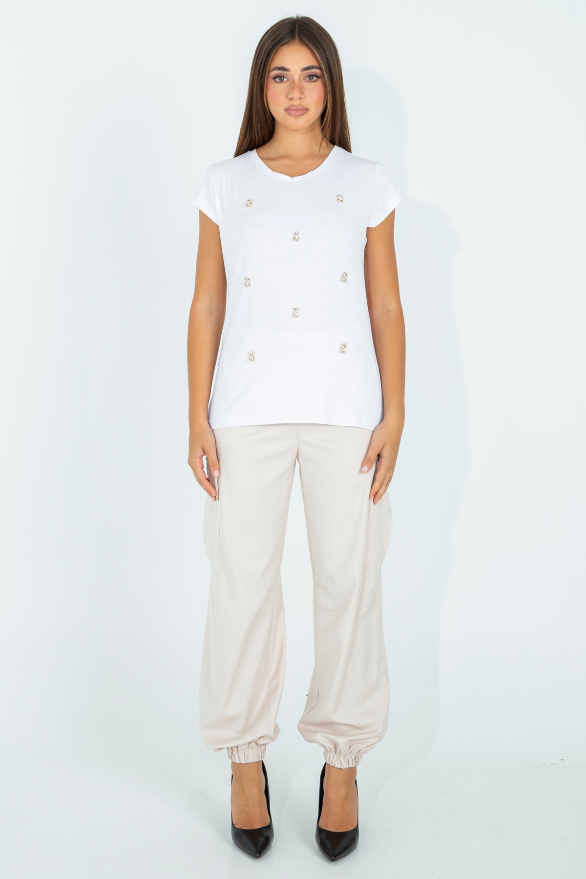 Cargo trousers in slip fabric