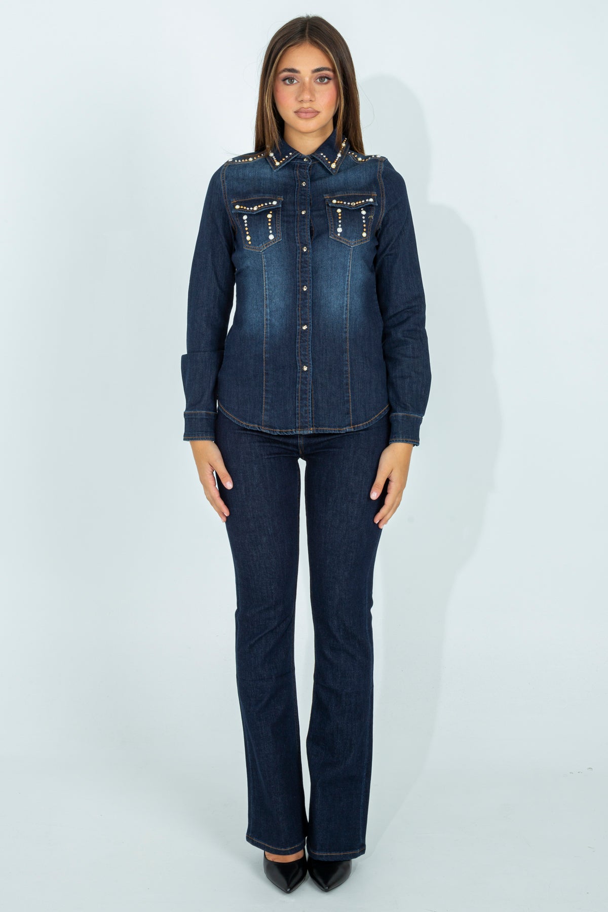 Studded denim shirt