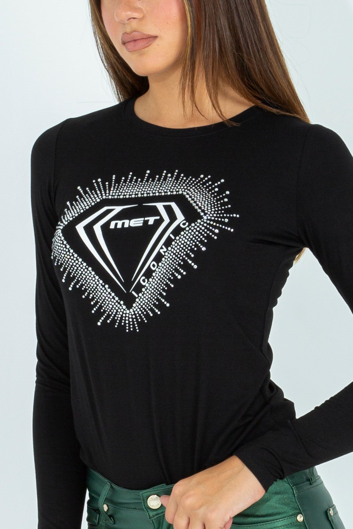 Iconic T-shirt with rhinestones