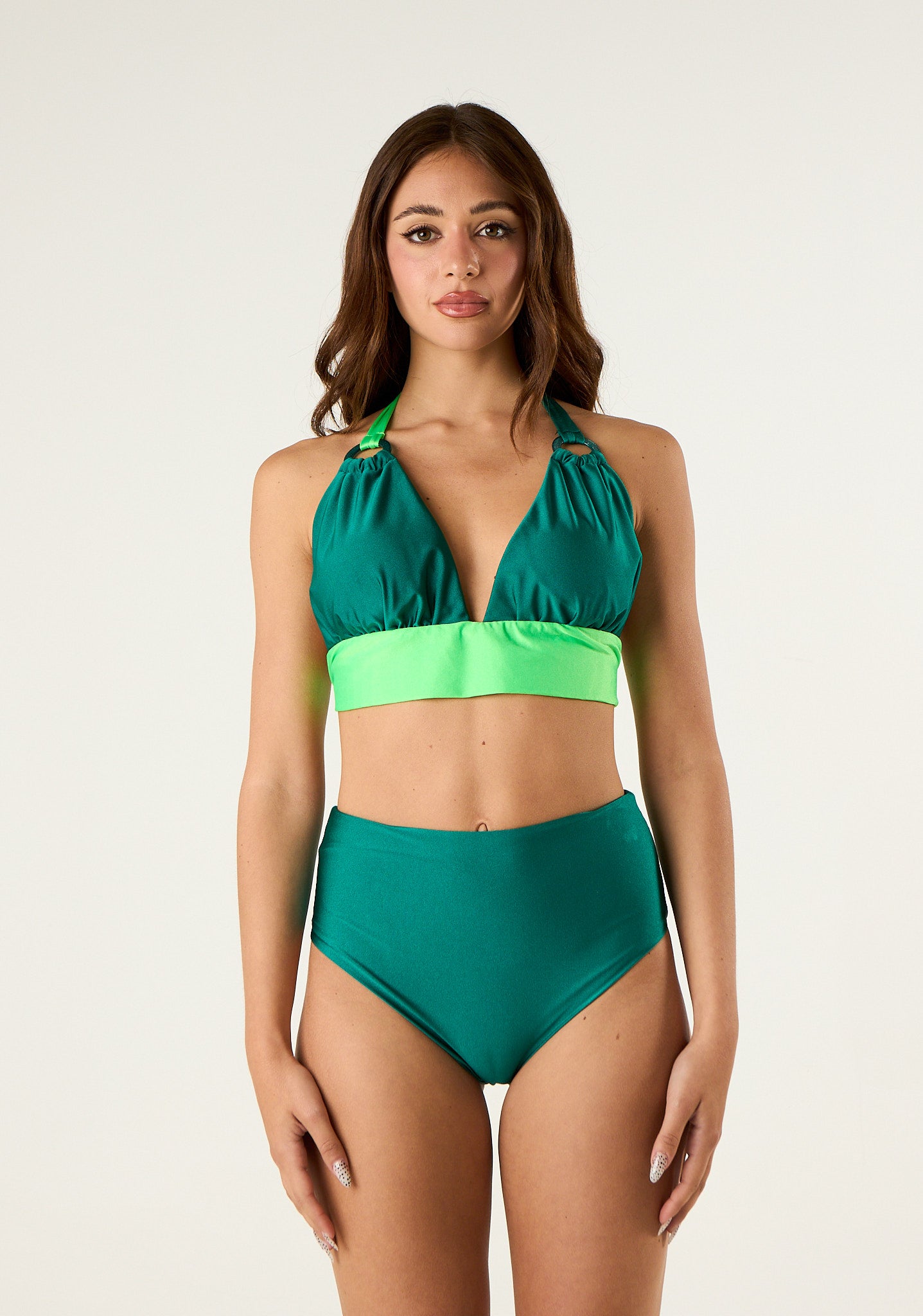 Costume bikini con fascia a contrasto