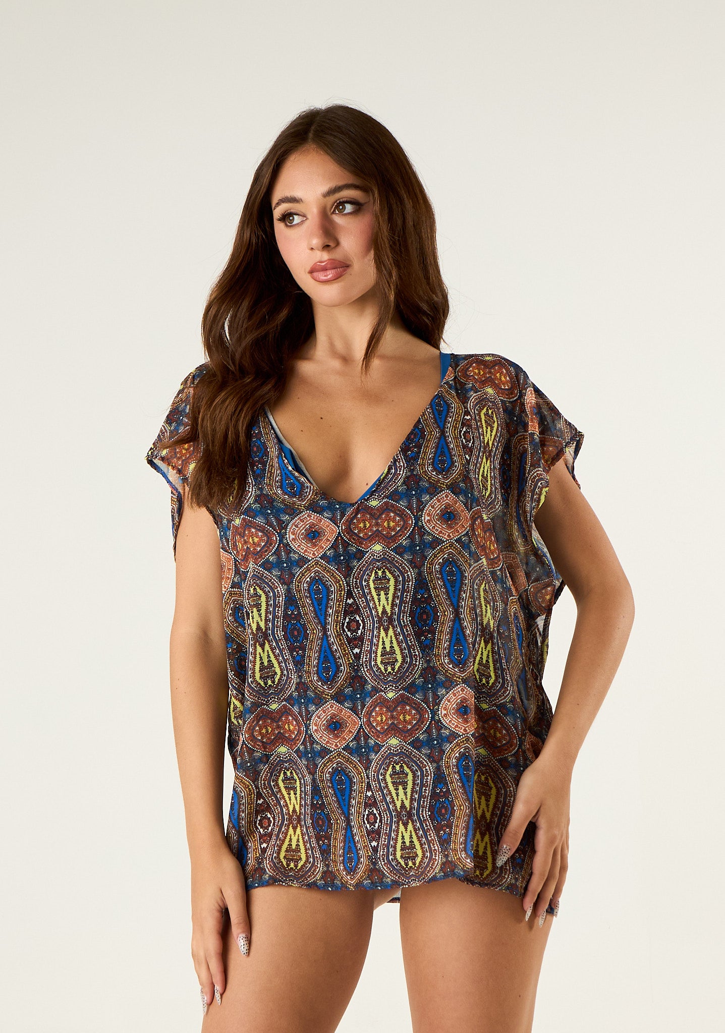 T-shirt morbida in fantasia