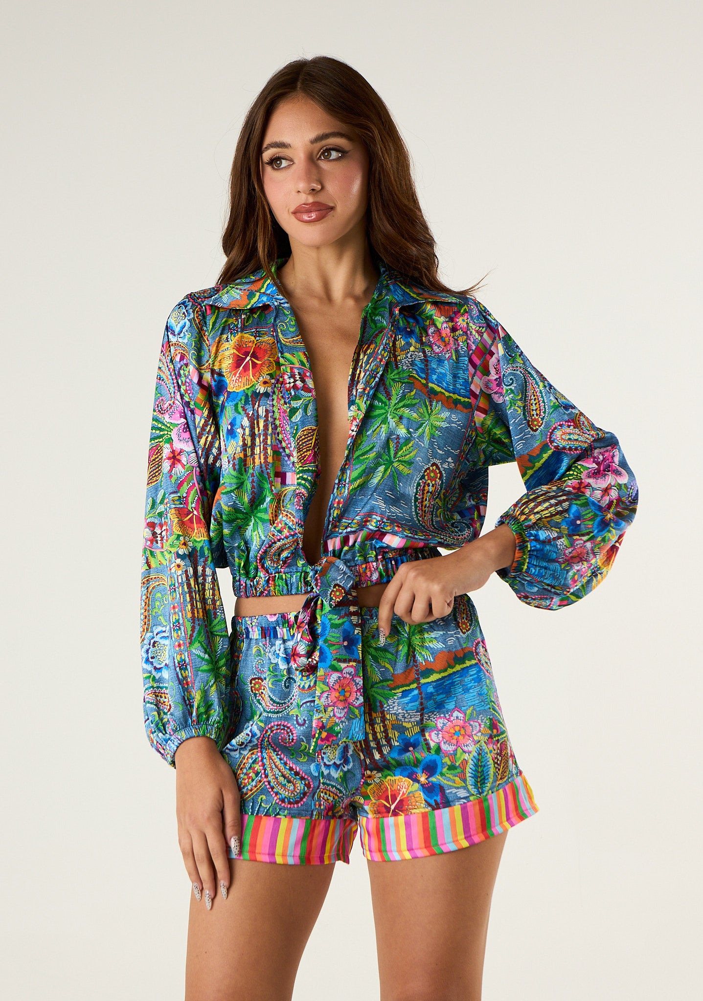 Camicia crop denim Mexican