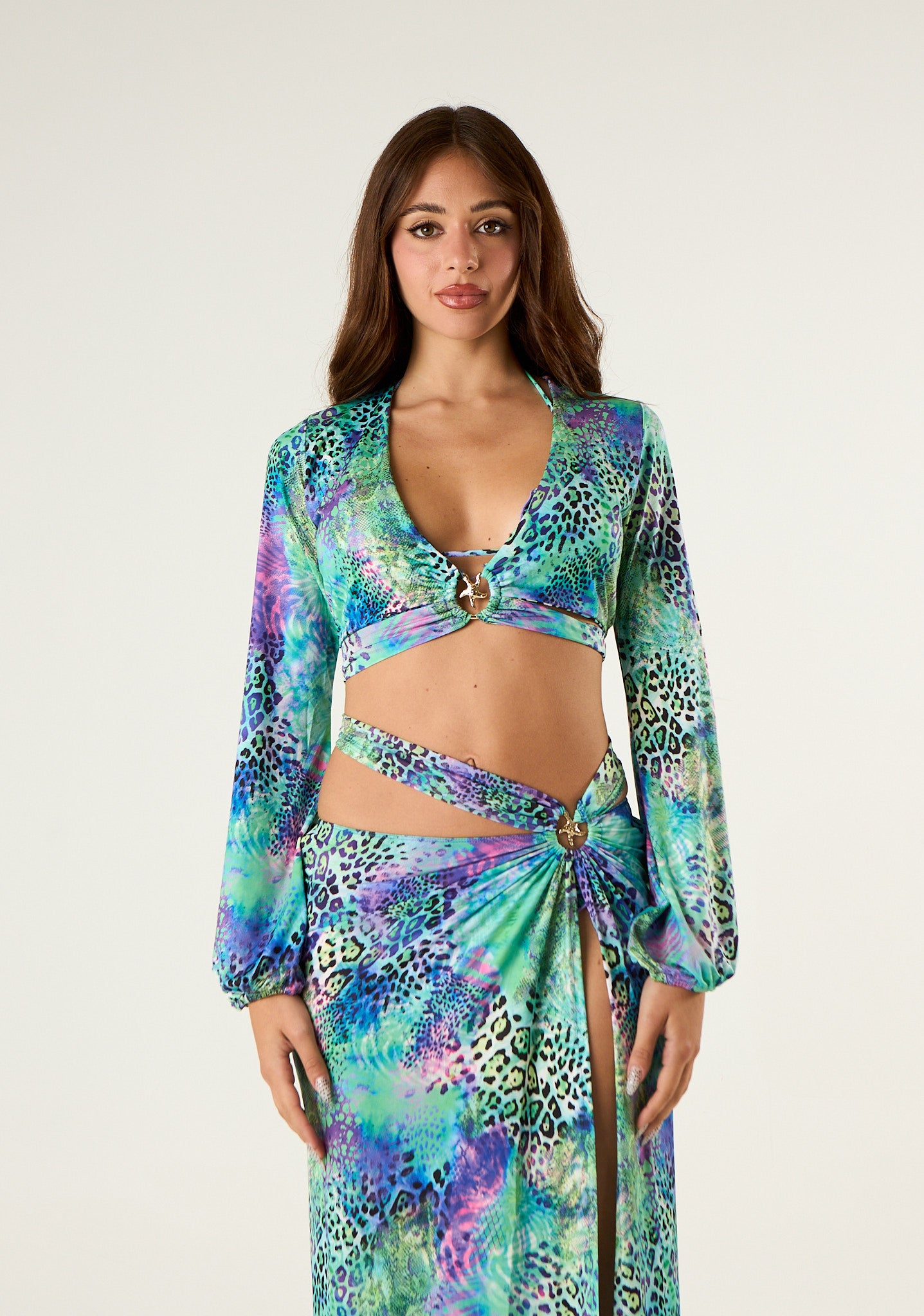 Top crop patch animalier
