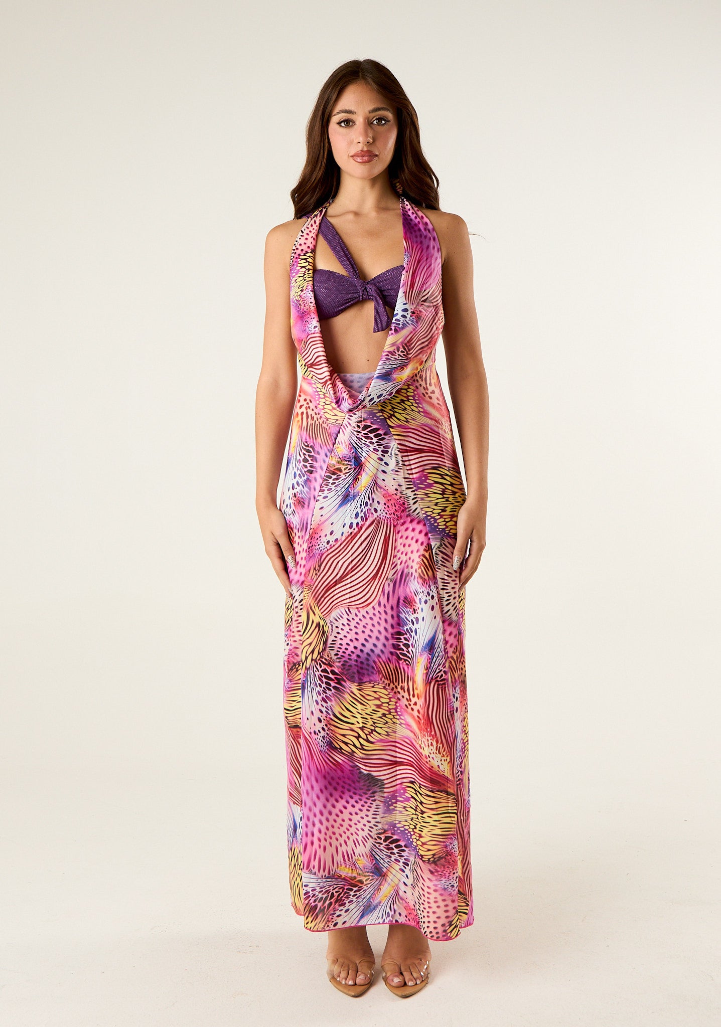Abito lungo Pink Butterfly