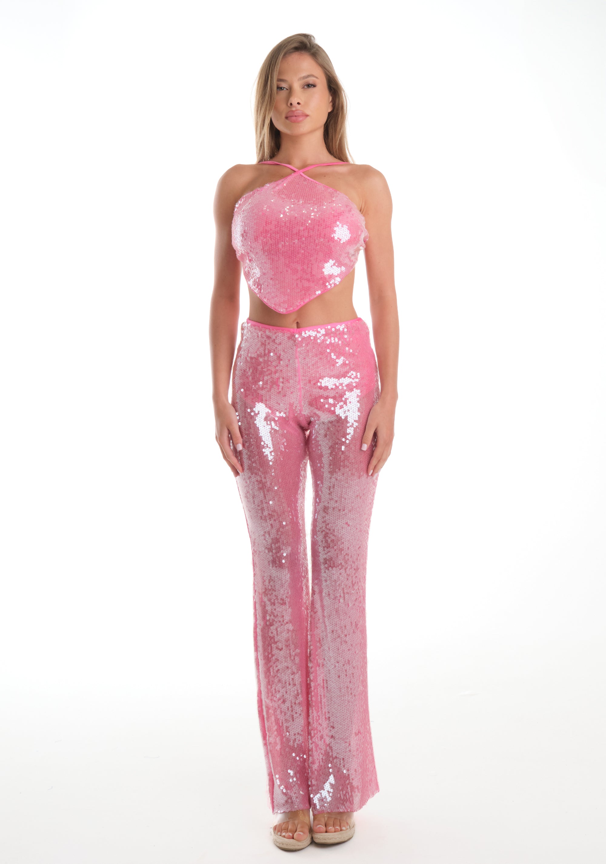 Pantalone palazzo in paillettes