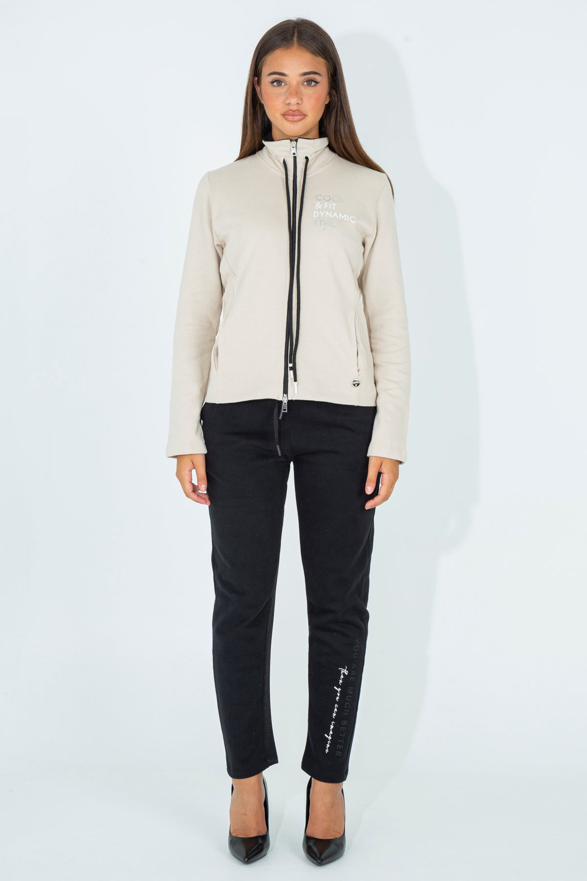 Felpa fullzip con coulisse lunga