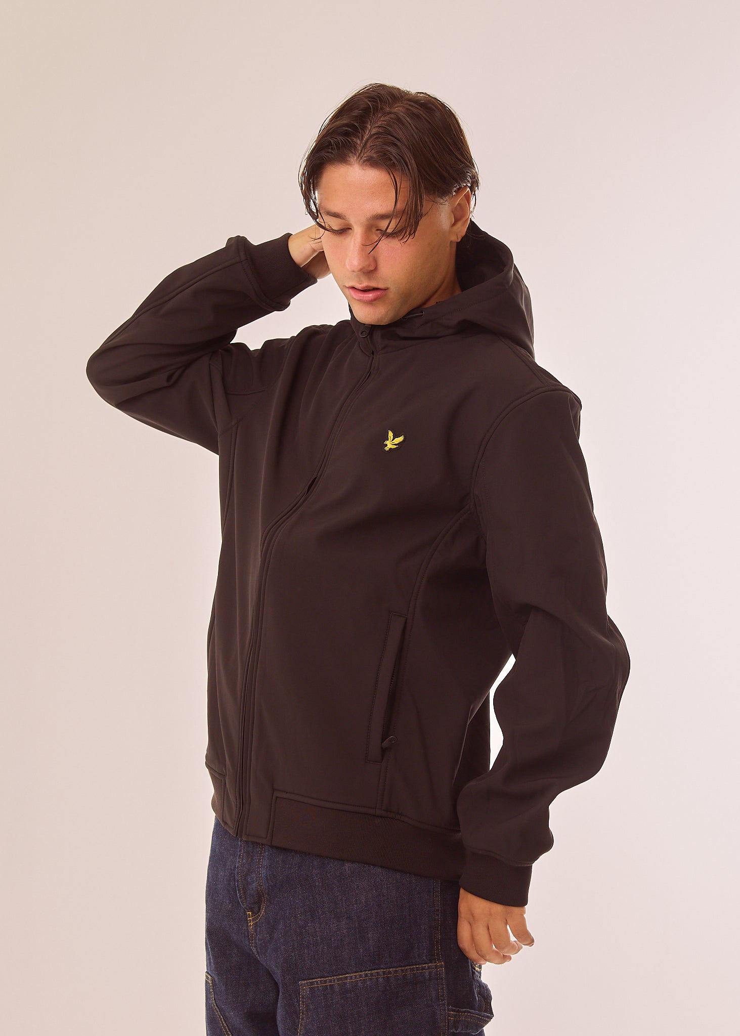 Giubbino in softshell con cappuccio