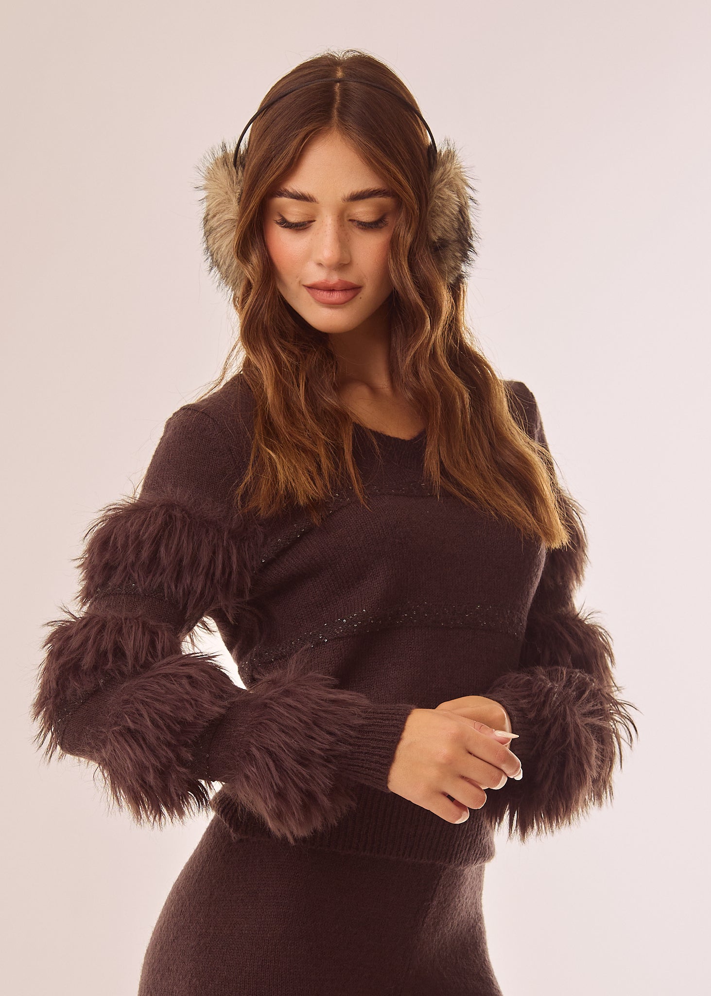 Maglia con inserti in pelo