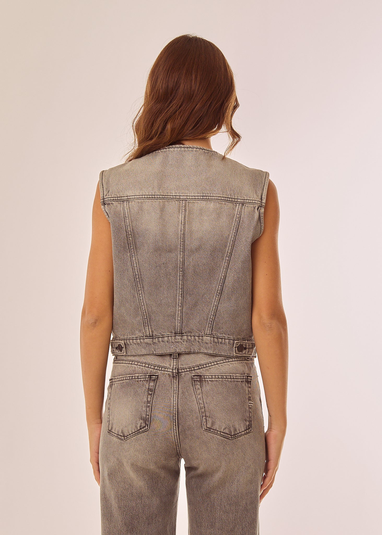 Gilet in denim glitter