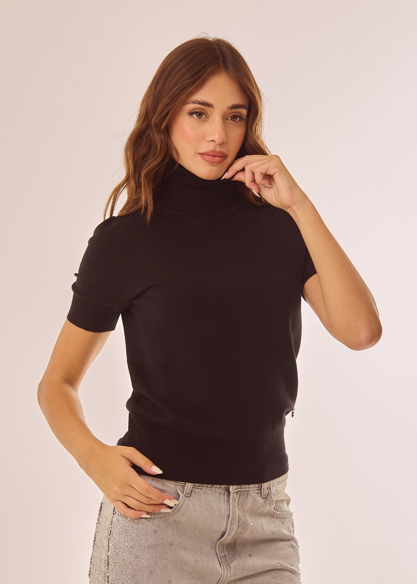 Maglia dolcevita a mezze maniche