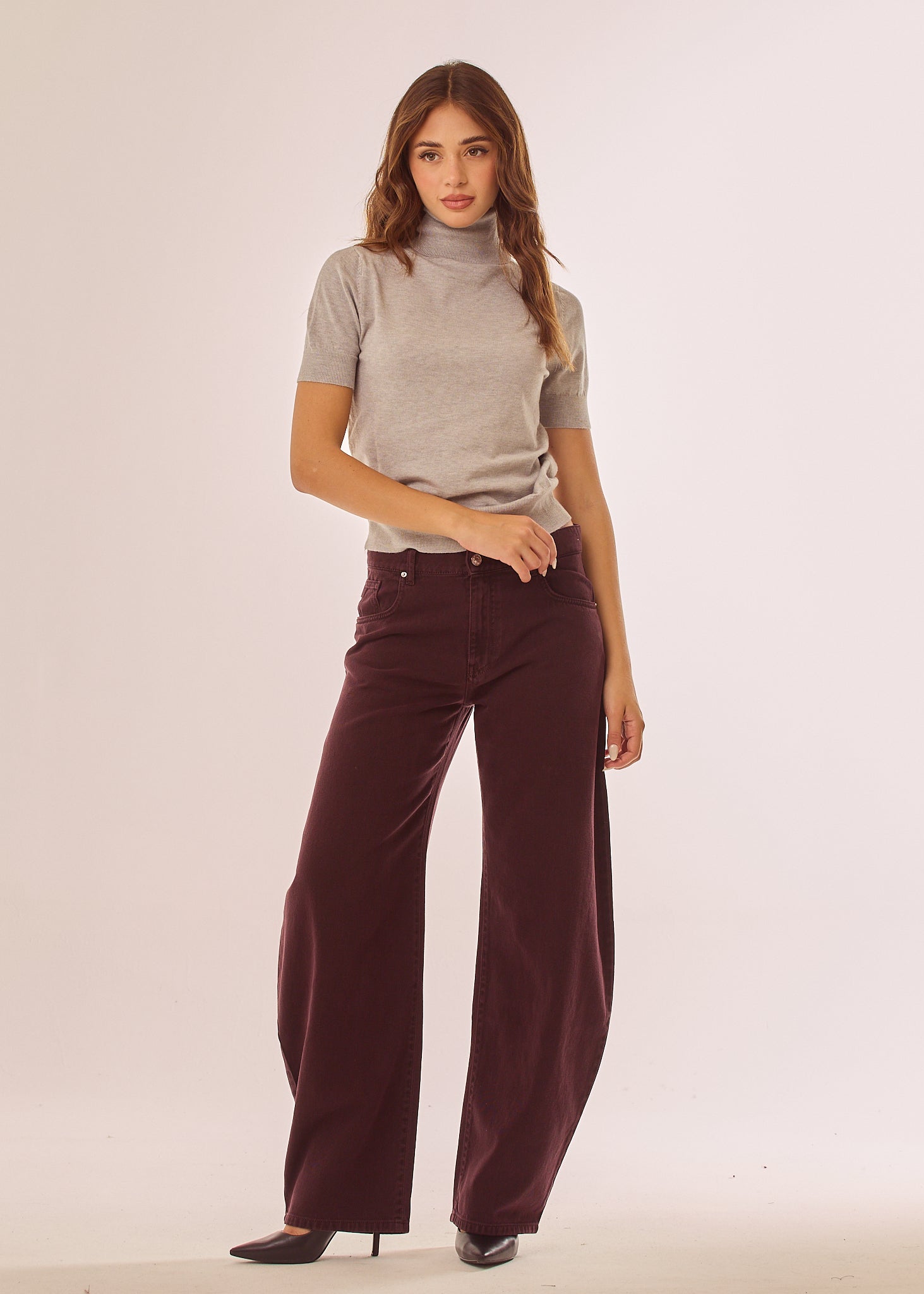 Maglia dolcevita a mezze maniche