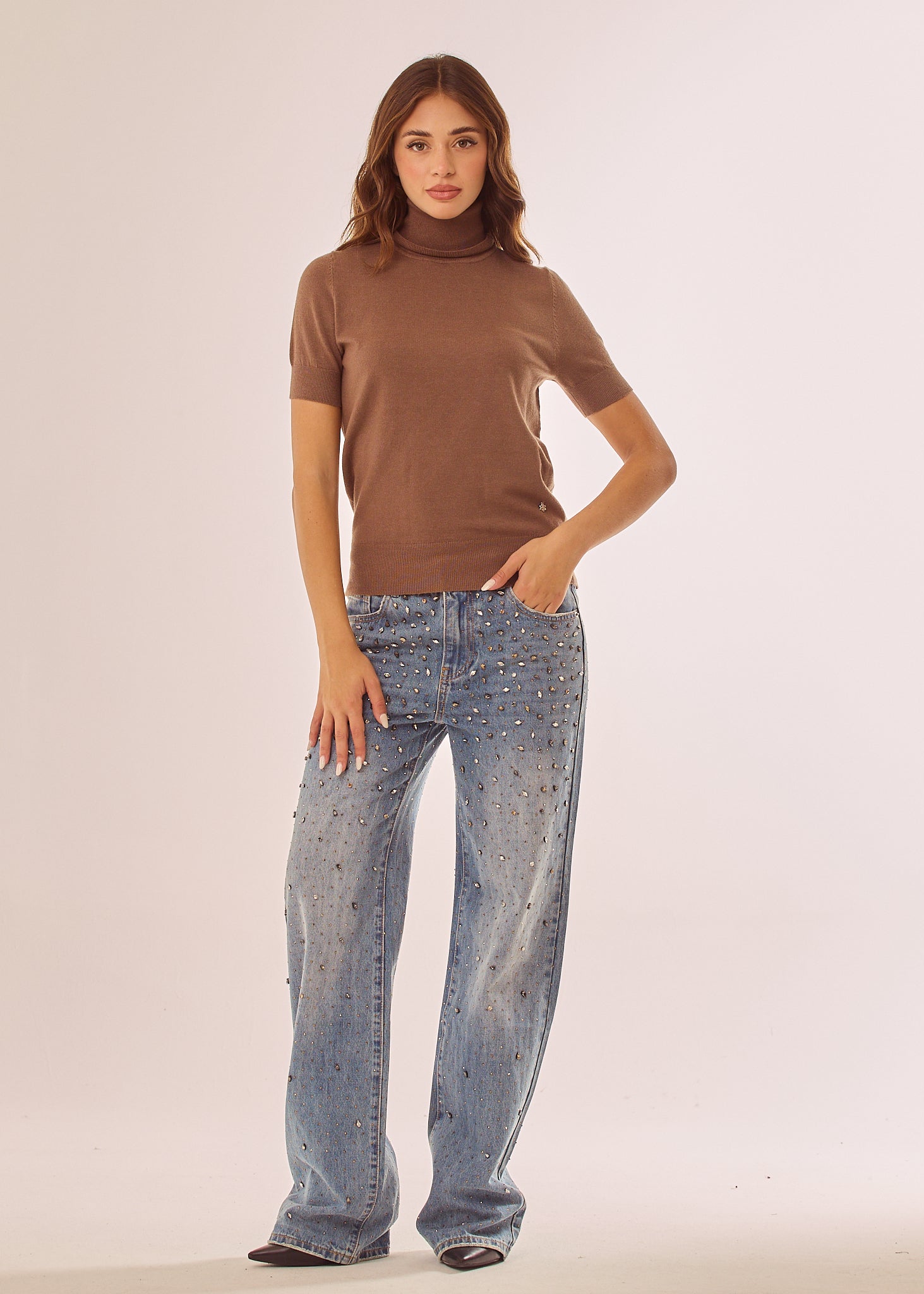 Jeans baggy con applicazioni