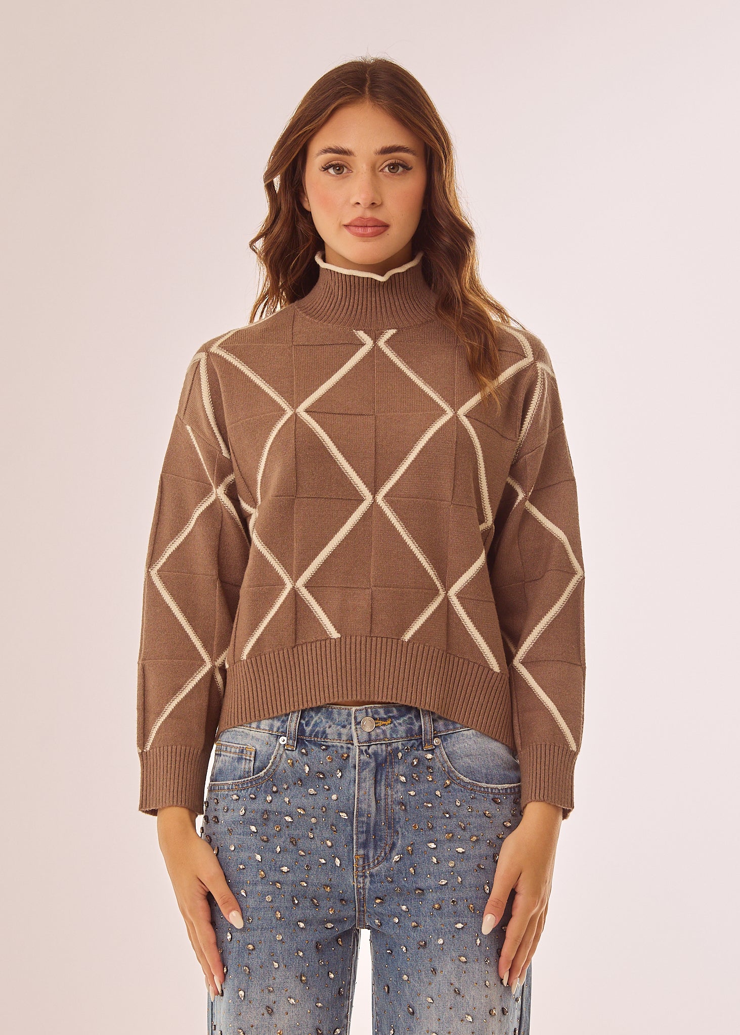 Maglia dolcevita con trama