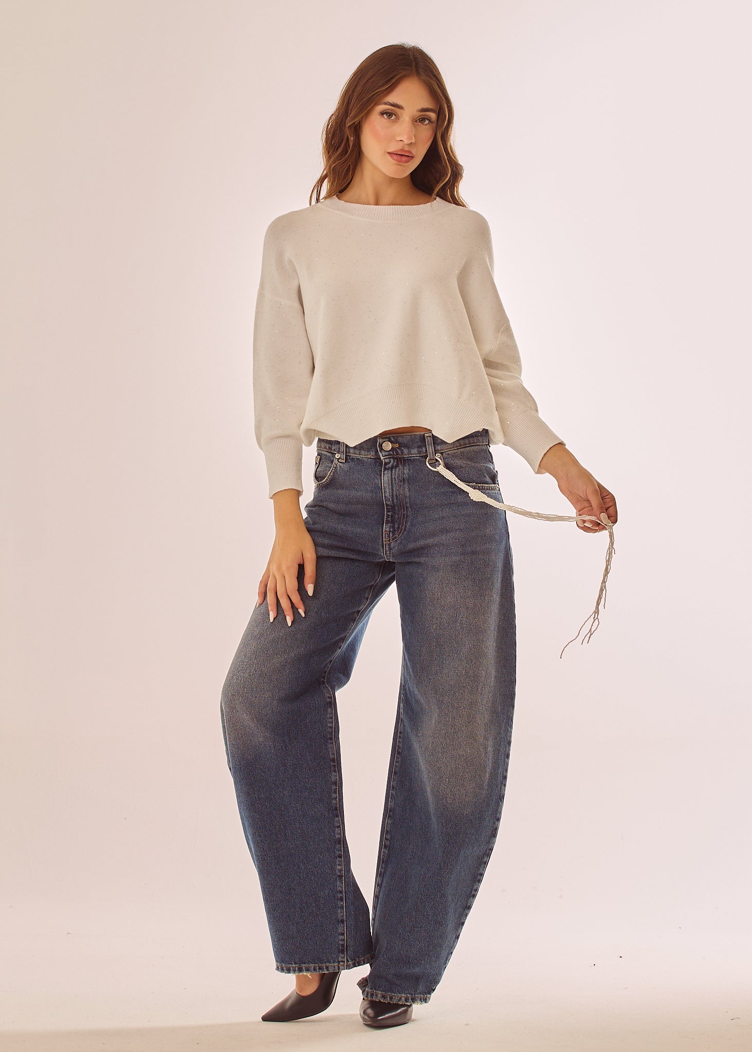 Maglia girocollo con taglio a scatoletta