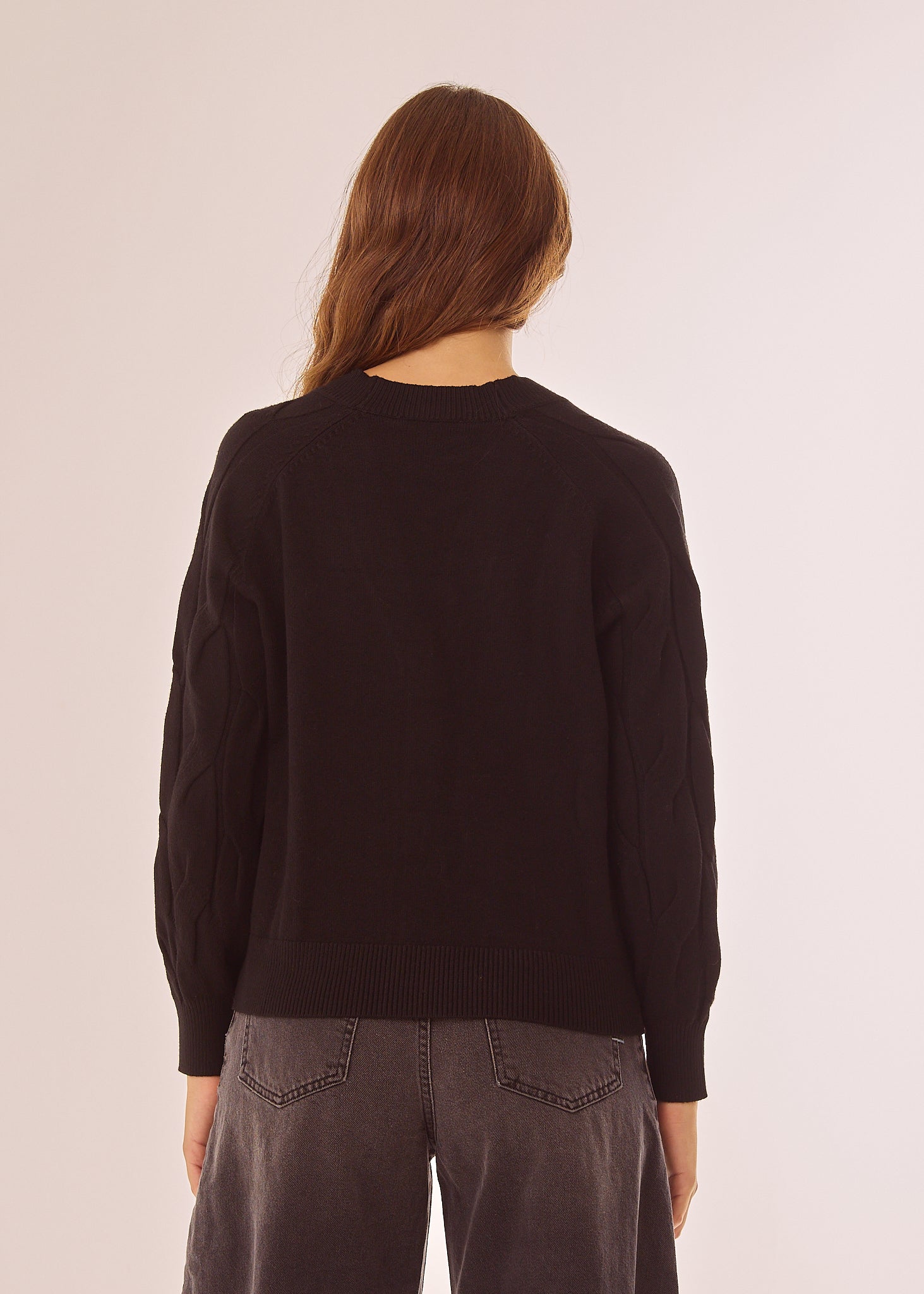 Cardigan con lavorazione a trecce