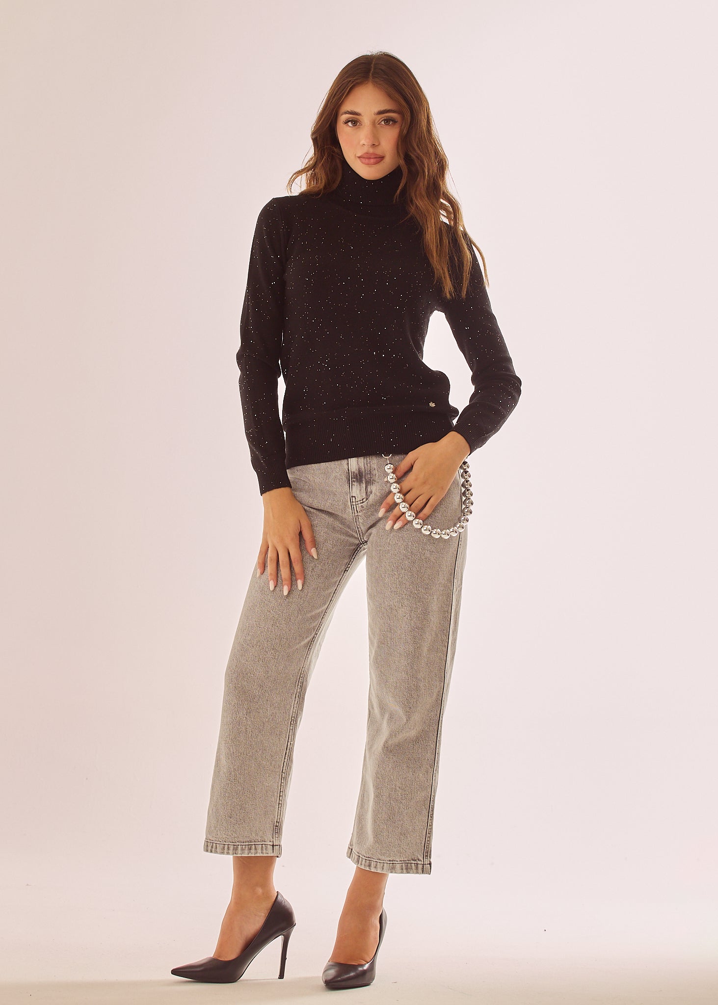 Maglia dolcevita glitter