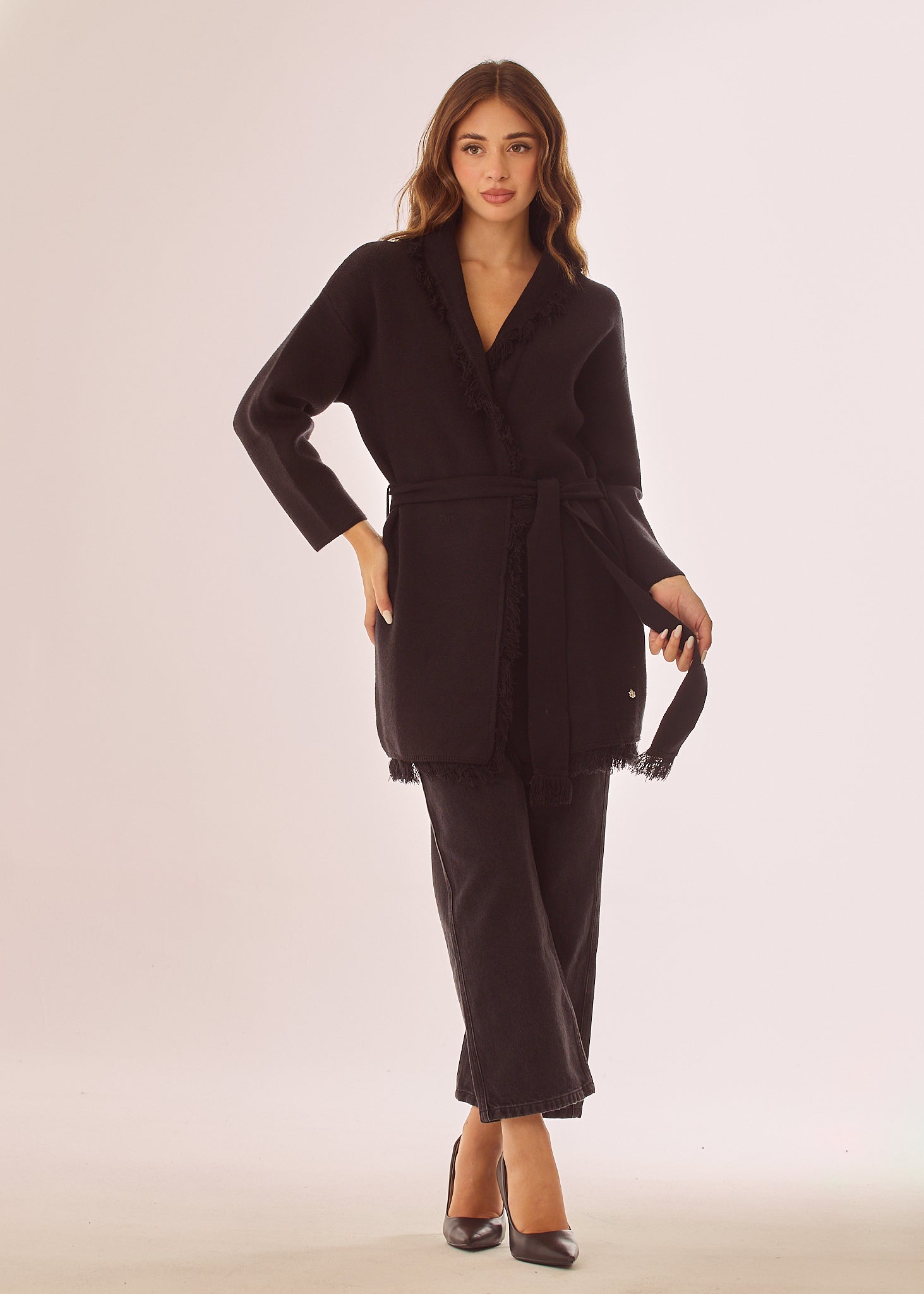 Cardigan con collo sciallato