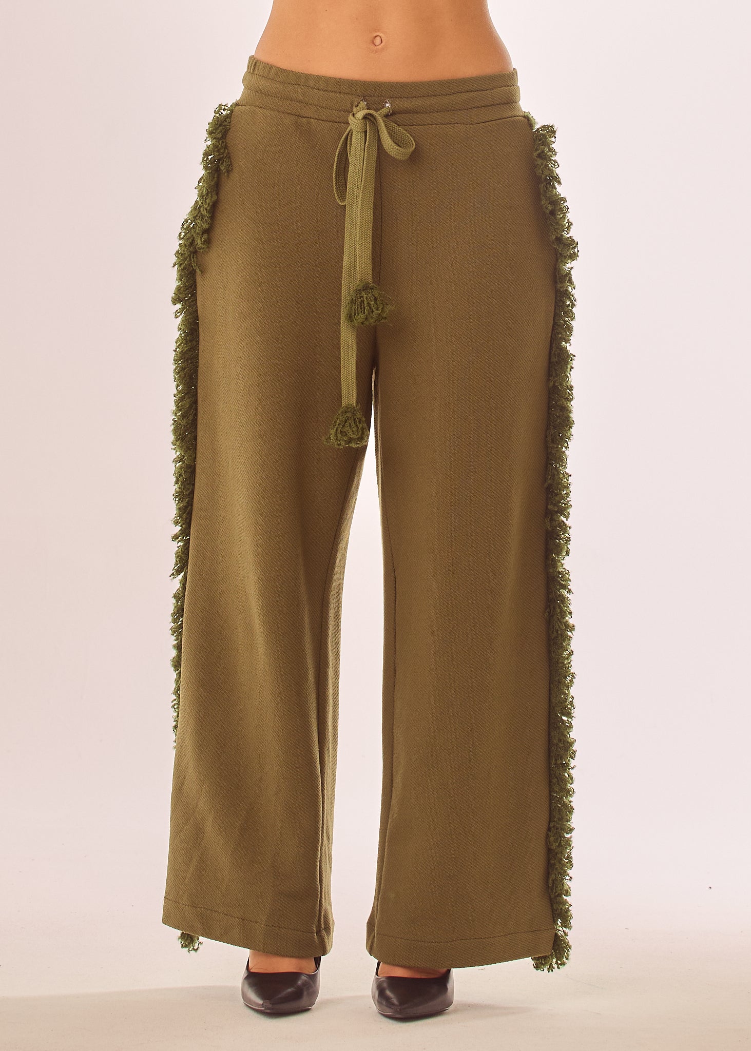 Pantalone palazzo con frange laterali