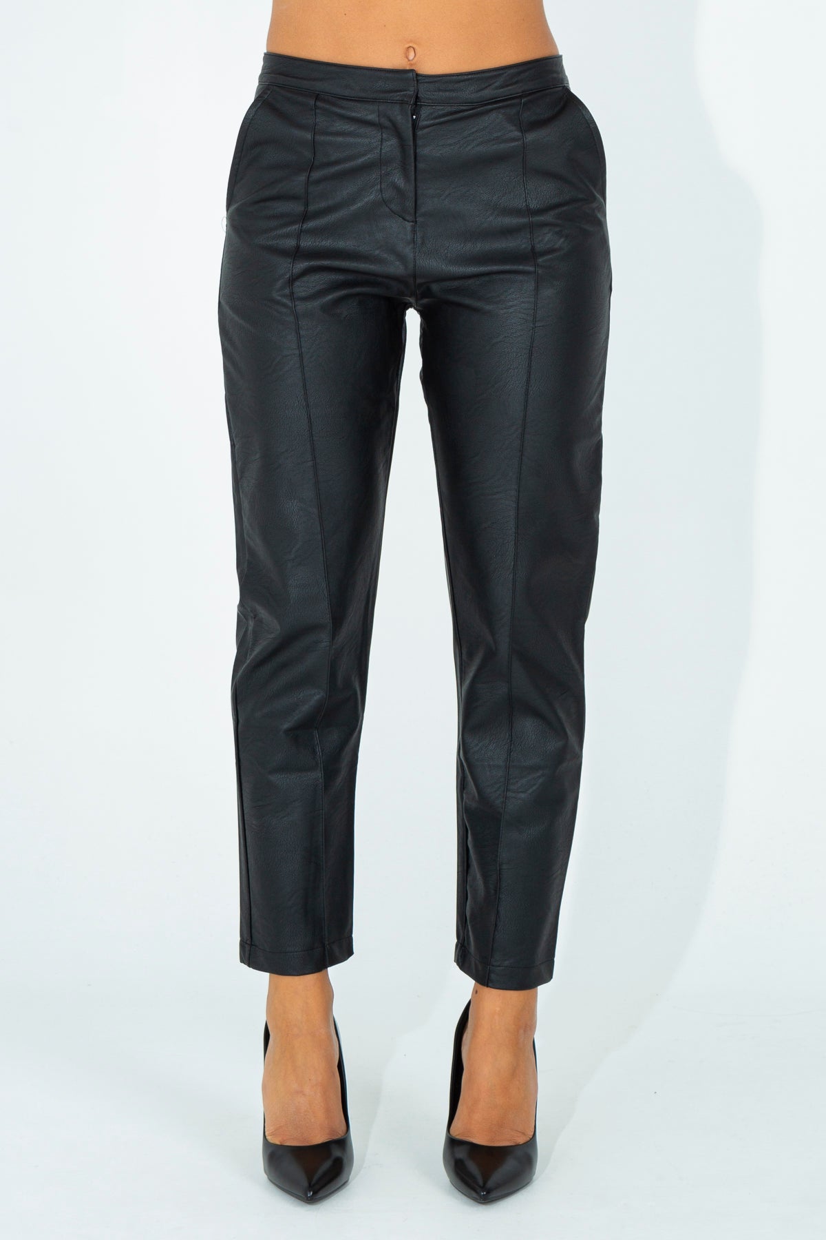 Faux leather trousers