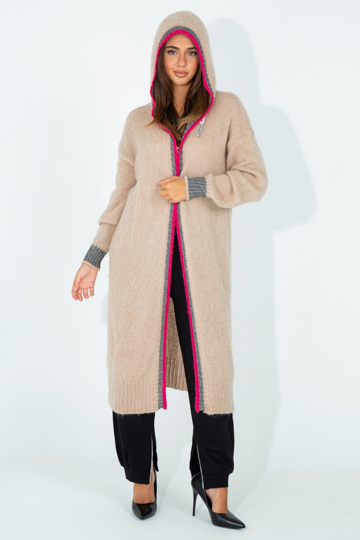 Long cardigan in wool blend