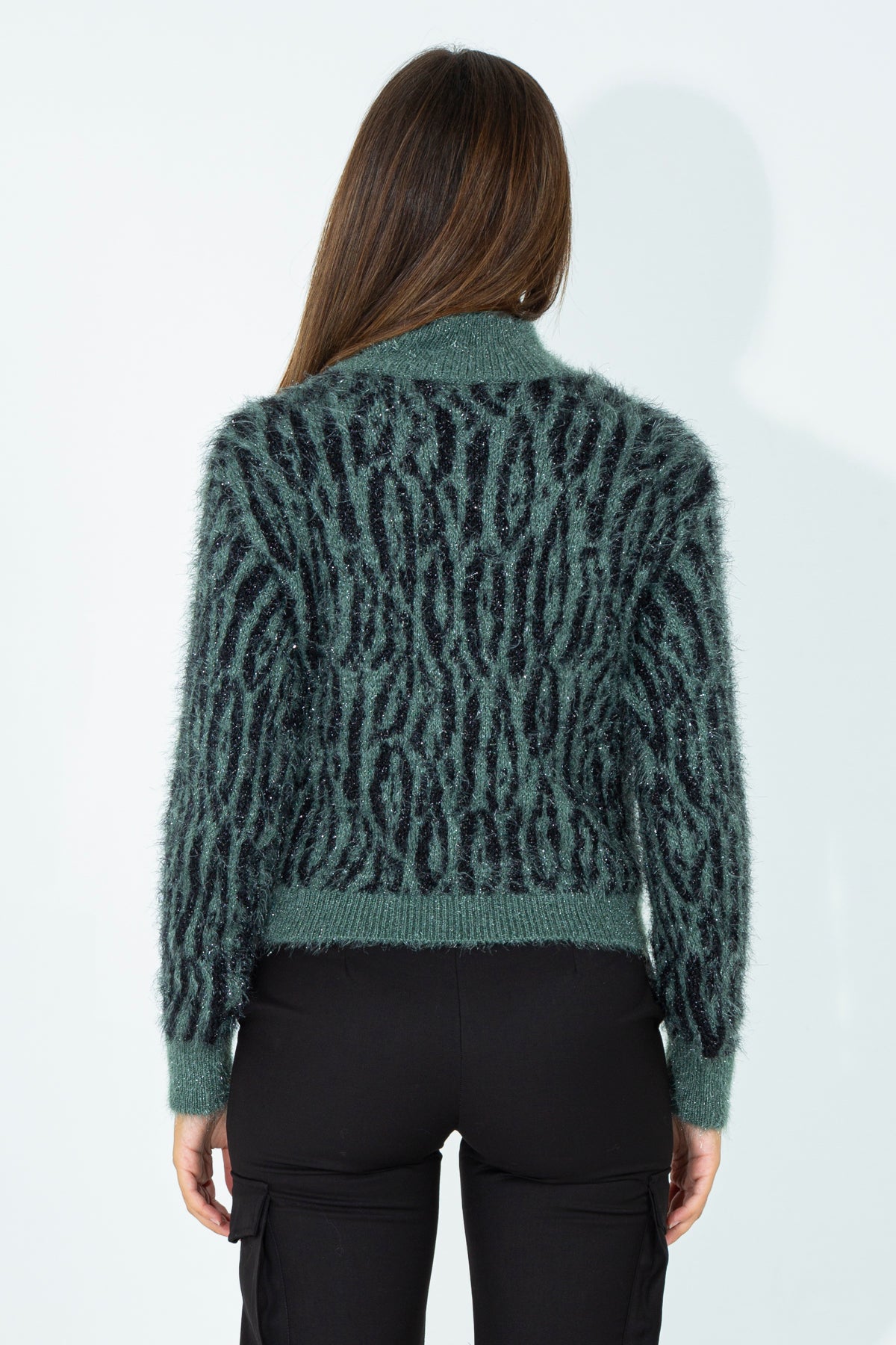 Animal print sweater with lurex thread