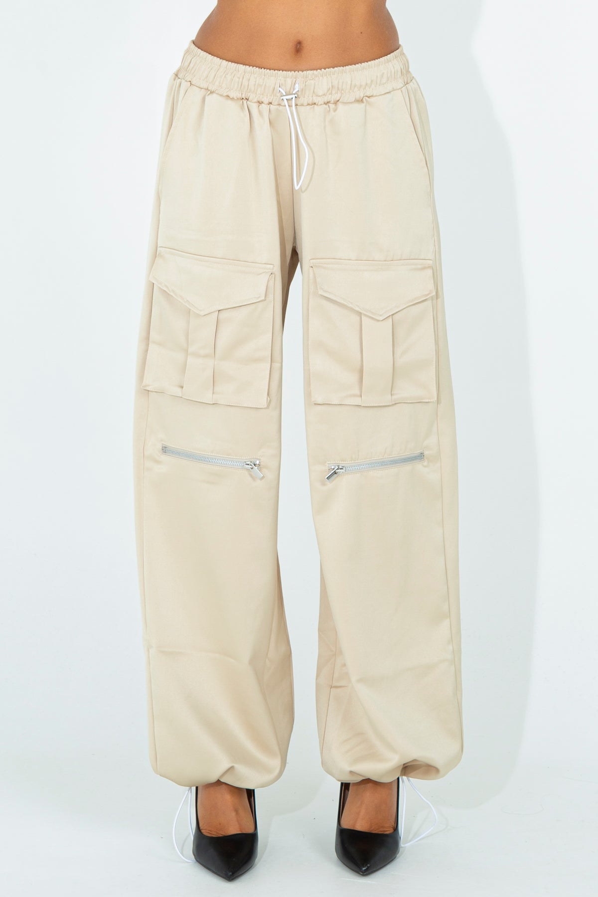 Satin cargo pants