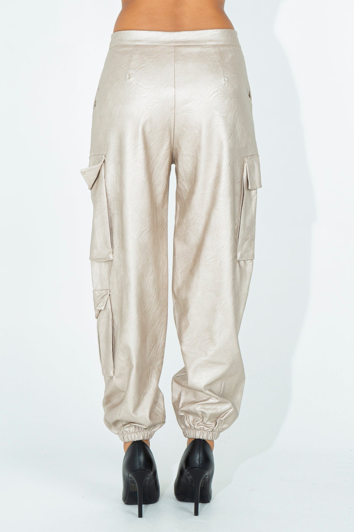 Faux leather cargo pants